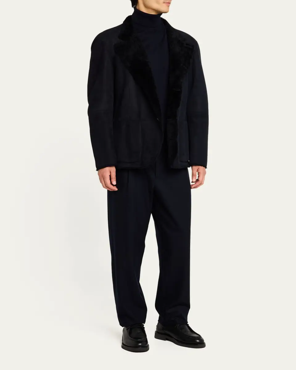 Giorgio Armani Men's Suede Shearling Jacket | Thumbnail 2 Giorgio Armani Men's Suede Shearling Jacket | Thumbnail 2