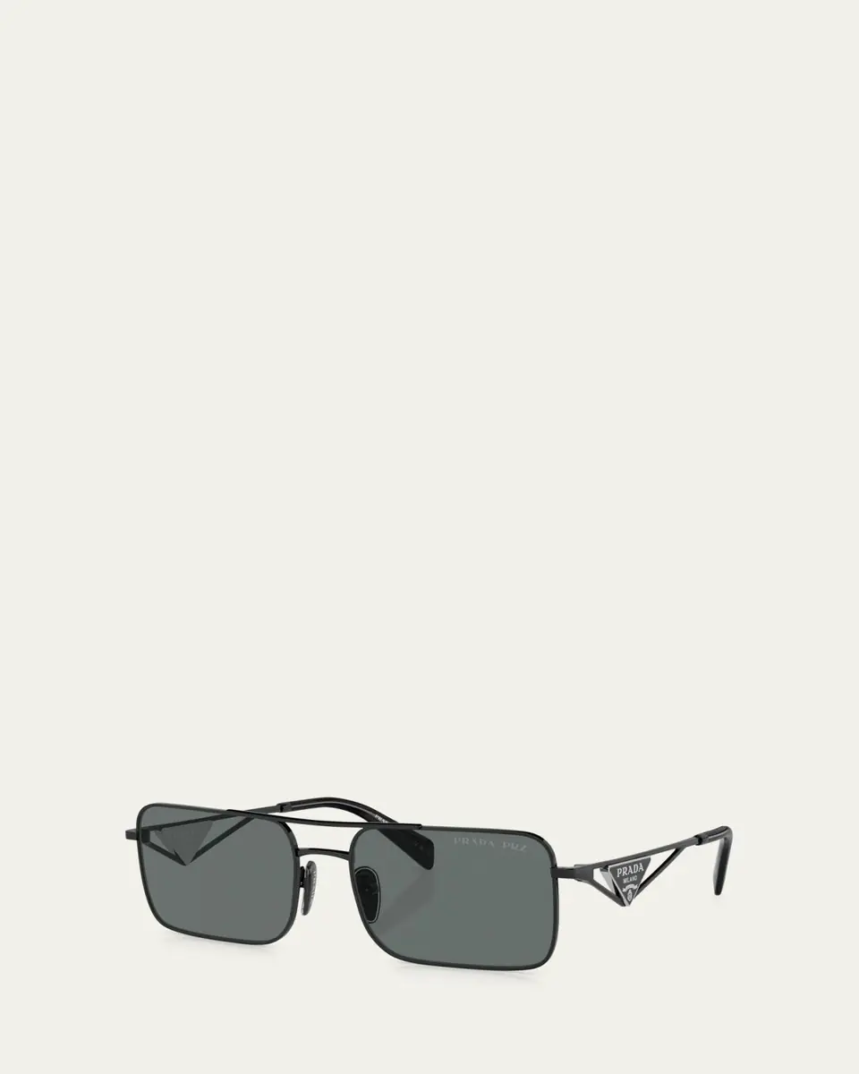 Prada Polarized Steel Rectangular Sunglasses | Thumbnail 2 Prada Polarized Steel Rectangular Sunglasses | Thumbnail 2
