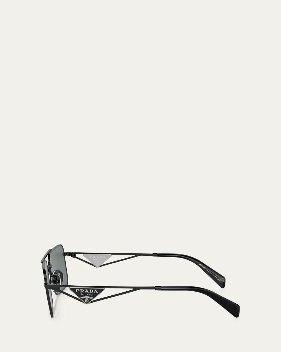 Prada Polarized Steel Rectangular Sunglasses | Thumbnail 3 Prada Polarized Steel Rectangular Sunglasses | Thumbnail 3