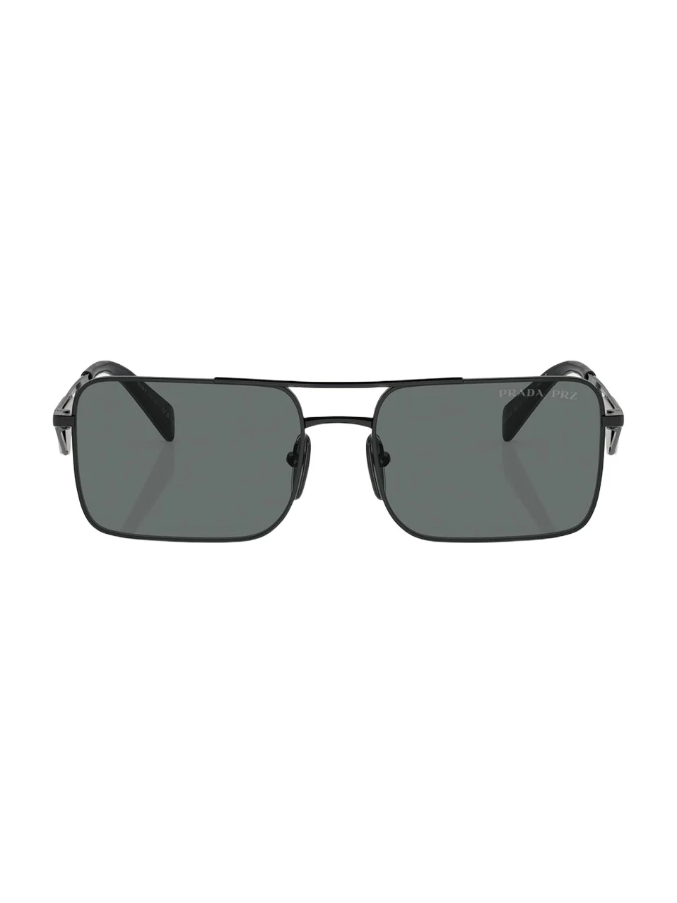 Prada Polarized Steel Rectangular Sunglasses