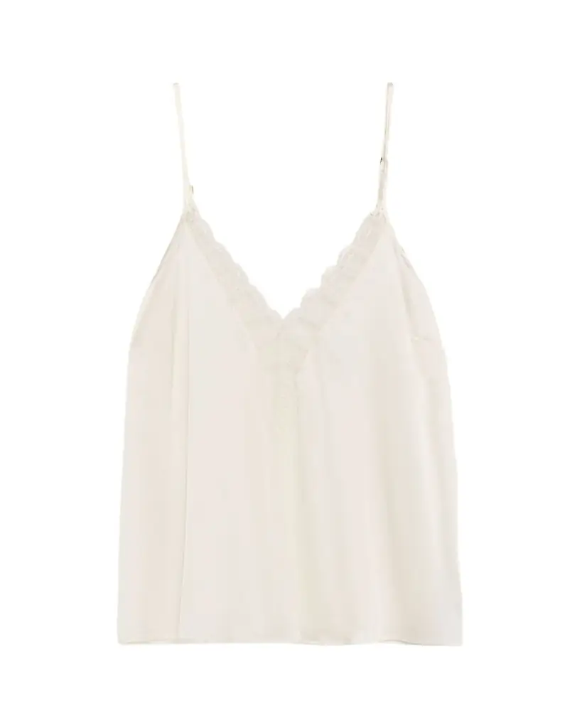 Livy Murmure Plunging Lace-Trim Silk Satin Top | Image 1 Livy Murmure Plunging Lace-Trim Silk Satin Top | Image 1