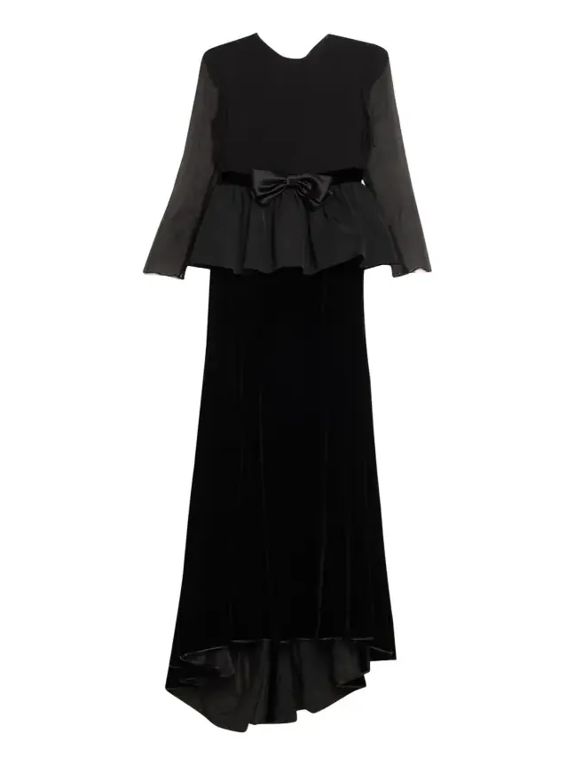 Valentino Garavani Sablé Velvet Peplum Backless Gown