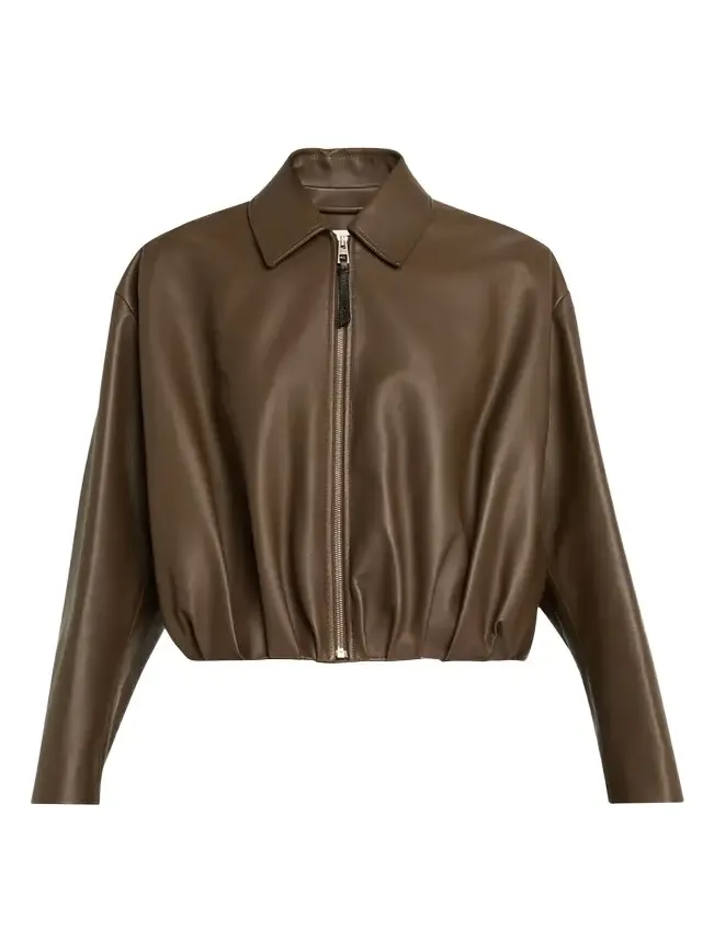 Leather Draped Bomber Jacket Leather Draped Bomber Jacket