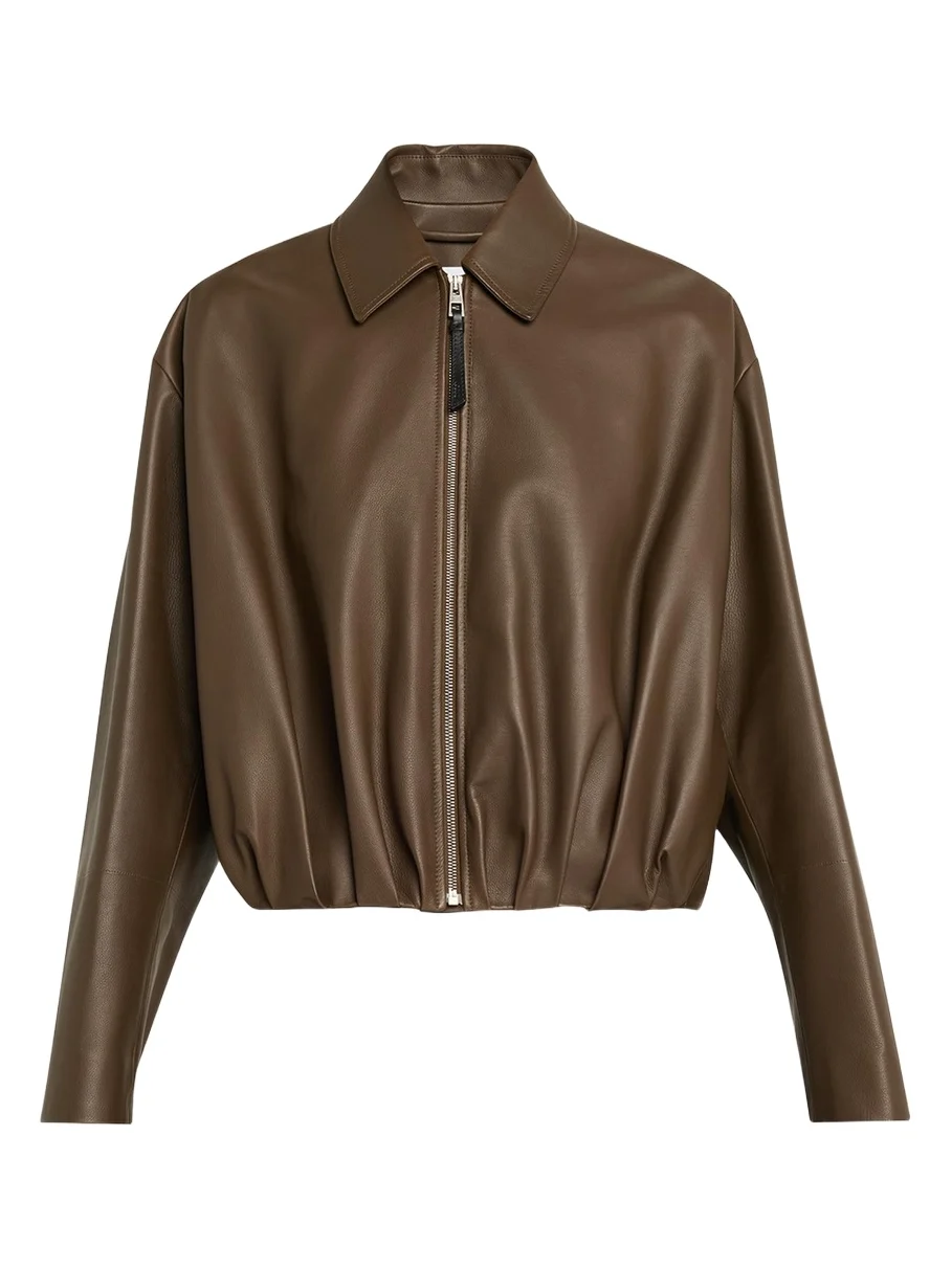 Leather Draped Bomber Jacket Leather Draped Bomber Jacket