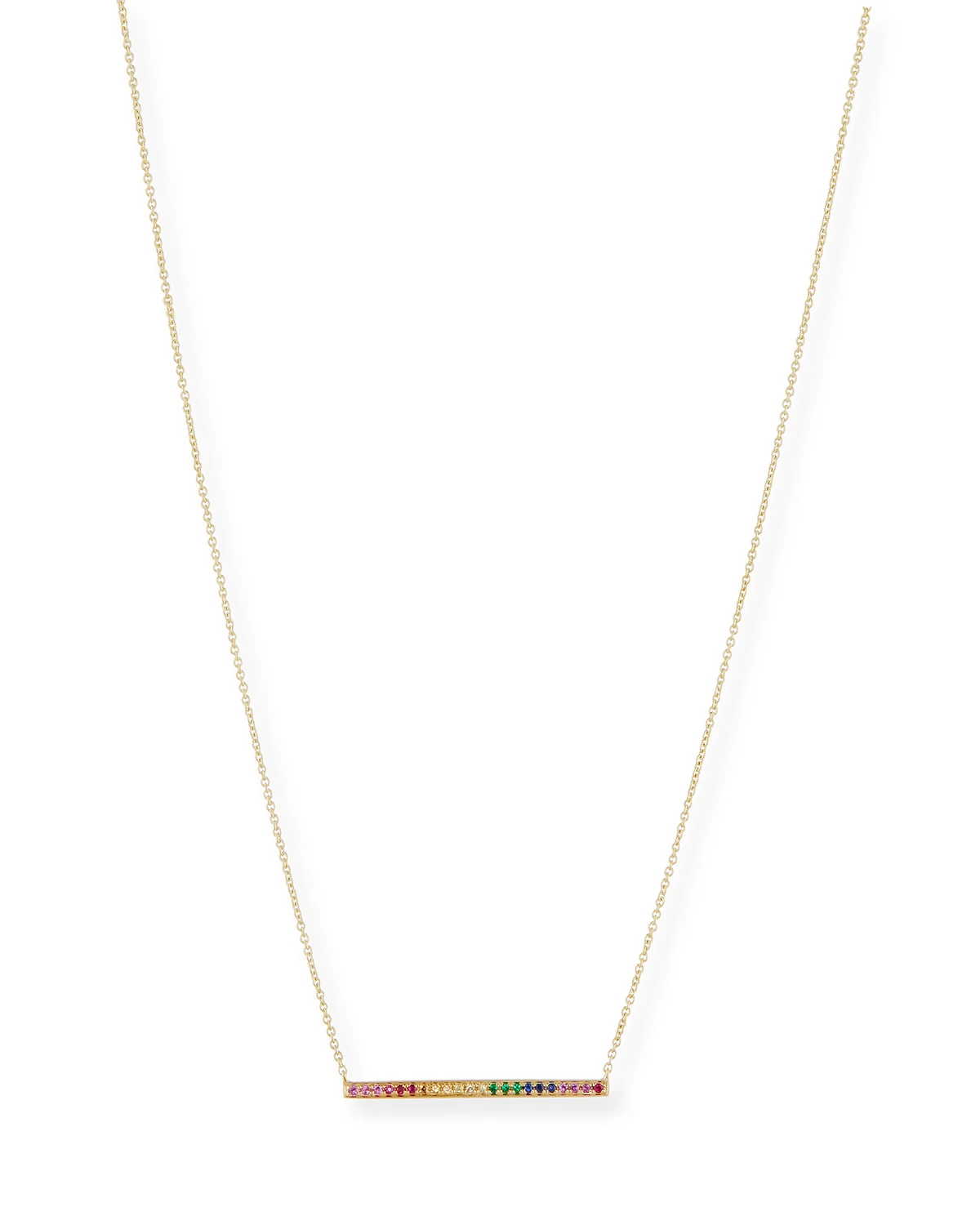 Sydney Evan 14K Rainbow Sapphire Bar Pendant Necklace
