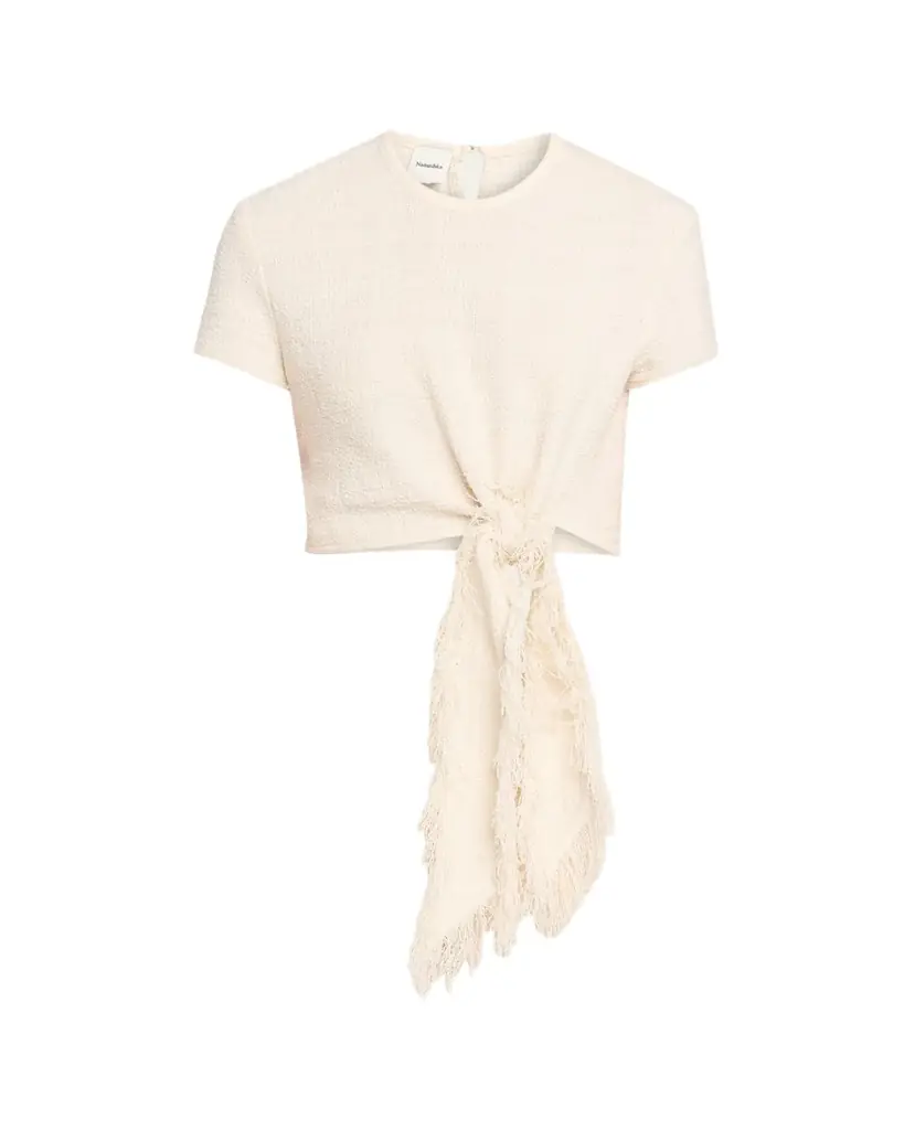 Nanushka Mariel Cotton Linen Tweed T-Shirt | Image 1 Nanushka Mariel Cotton Linen Tweed T-Shirt | Image 1