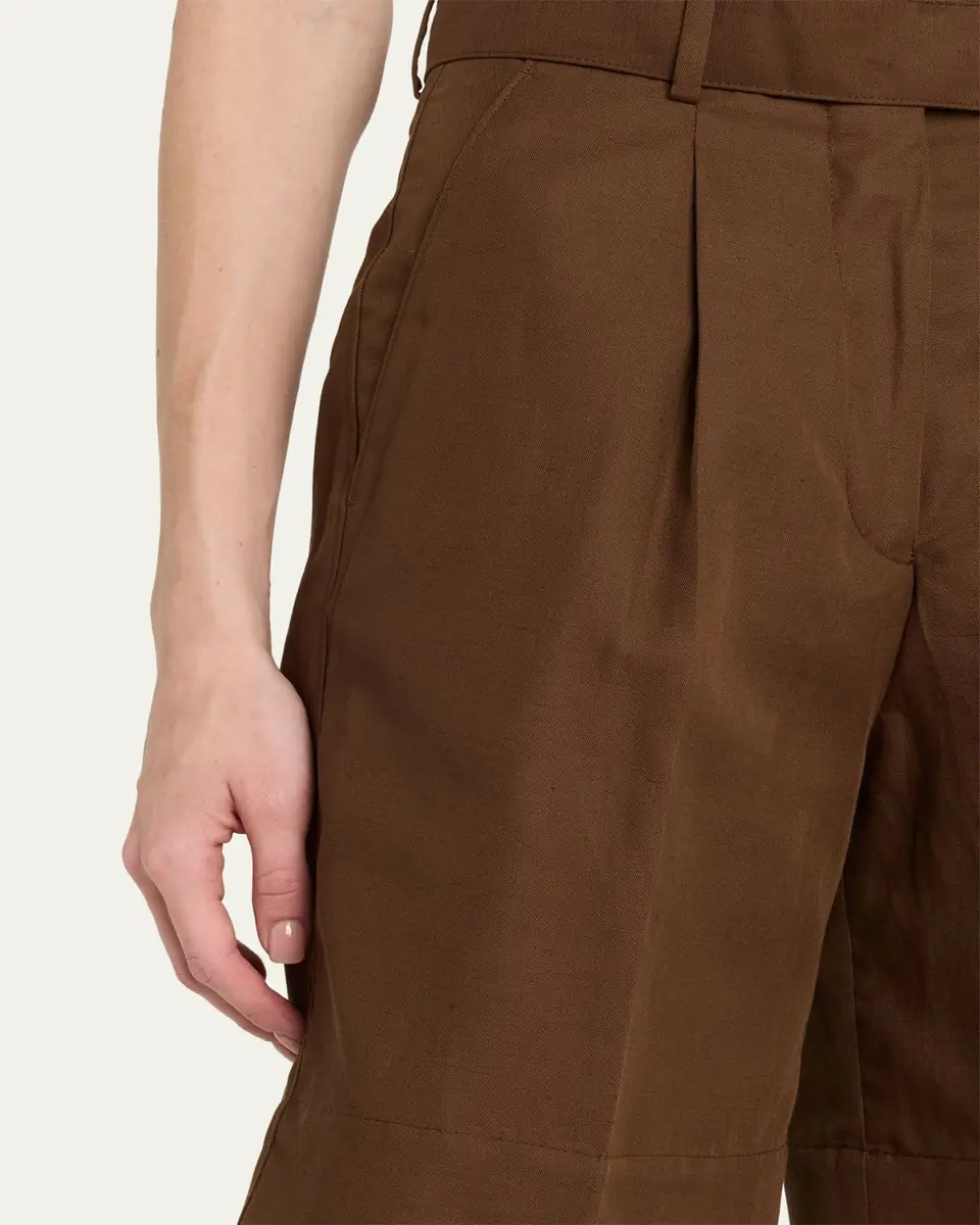 OFFICINE GÉNÉRALE Dalva Belted Italian Linen Shorts | Thumbnail 5