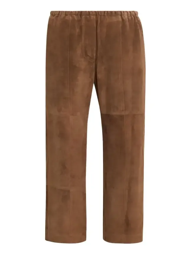 Kenan Suede Straight-Lag Ankle Pull-On Pants