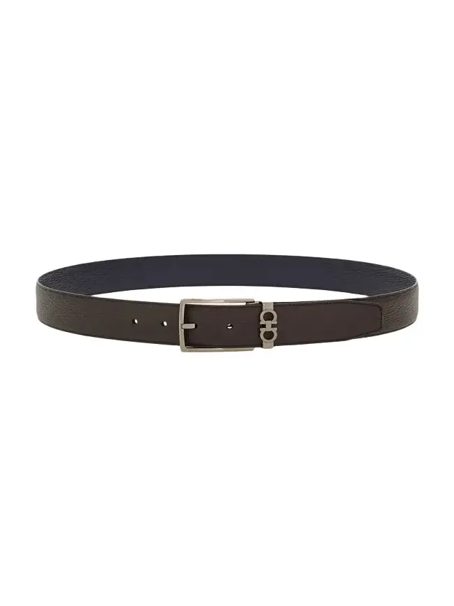 Ferragamo Men's Reversible Hammered Leather Belt