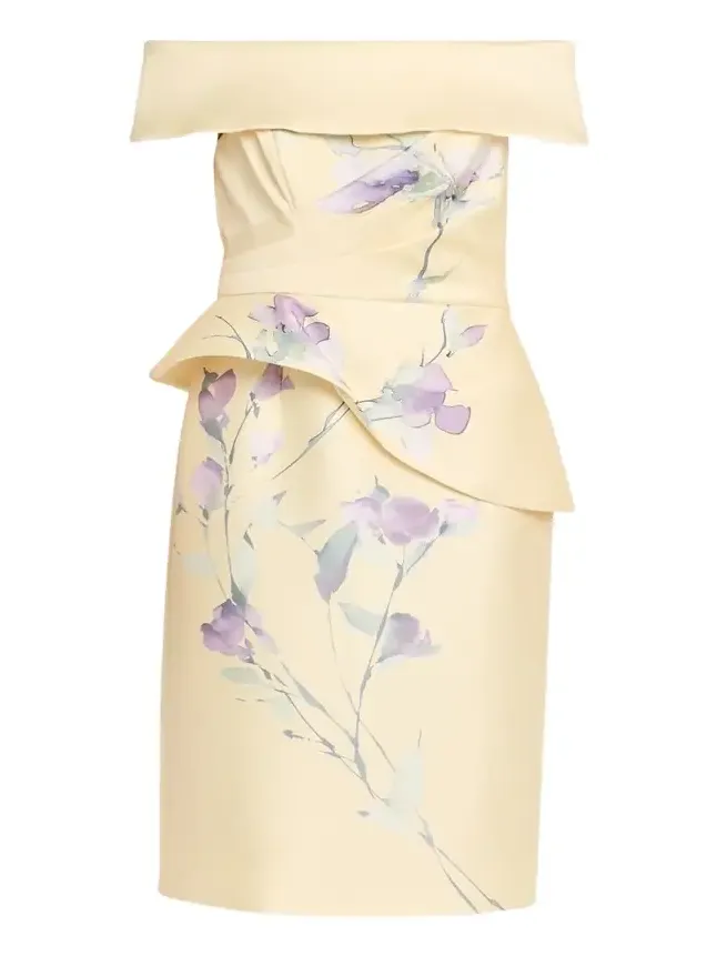 Off-Shoulder Peplum Mikado Midi Dress Off-Shoulder Peplum Mikado Midi Dress