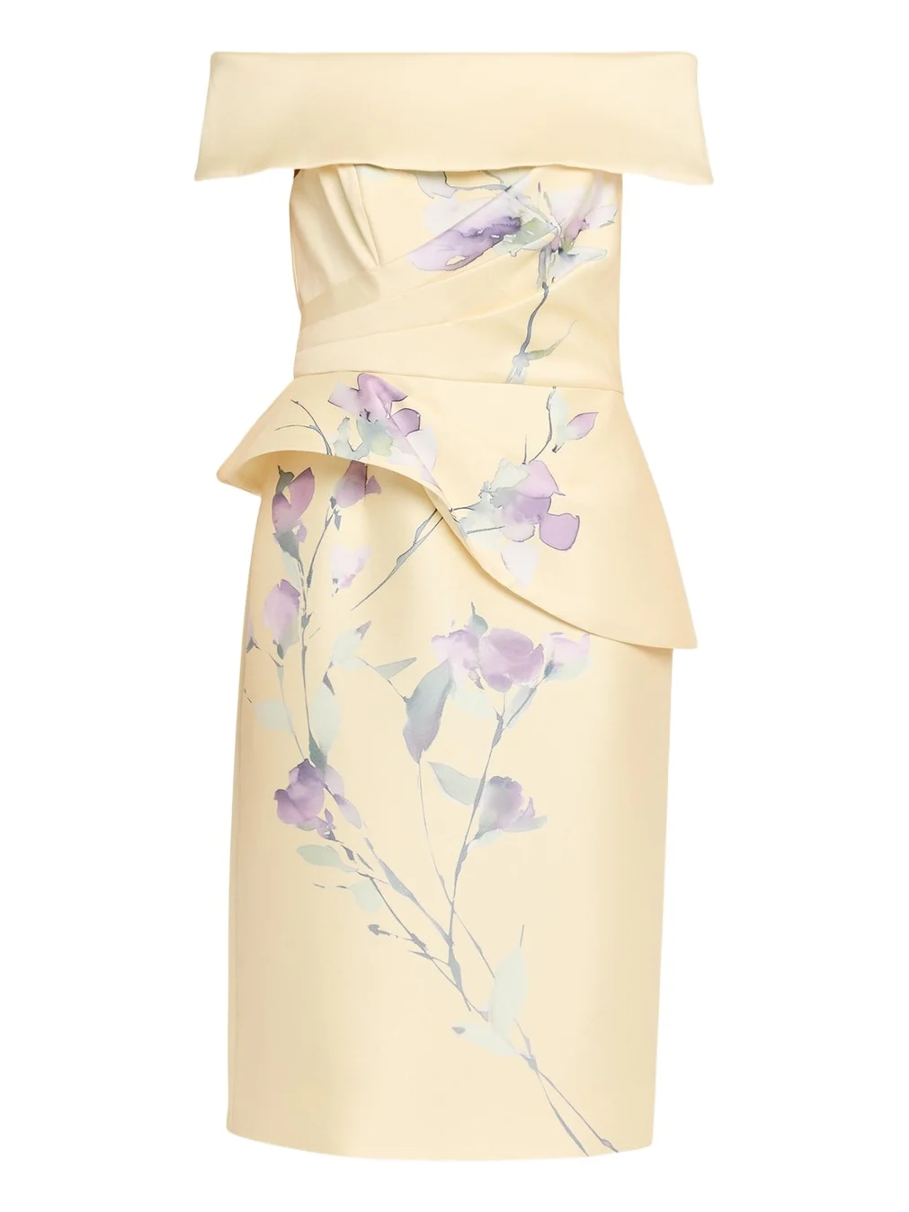Off-Shoulder Peplum Mikado Midi Dress Off-Shoulder Peplum Mikado Midi Dress