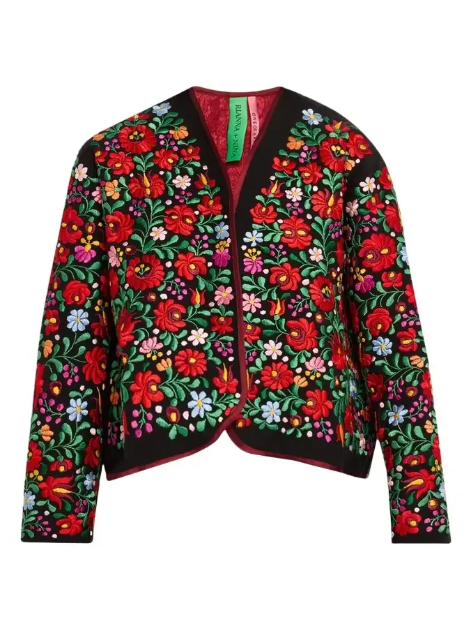 Rianna + Nina Floral Embroidered Mini Blouson Jacket