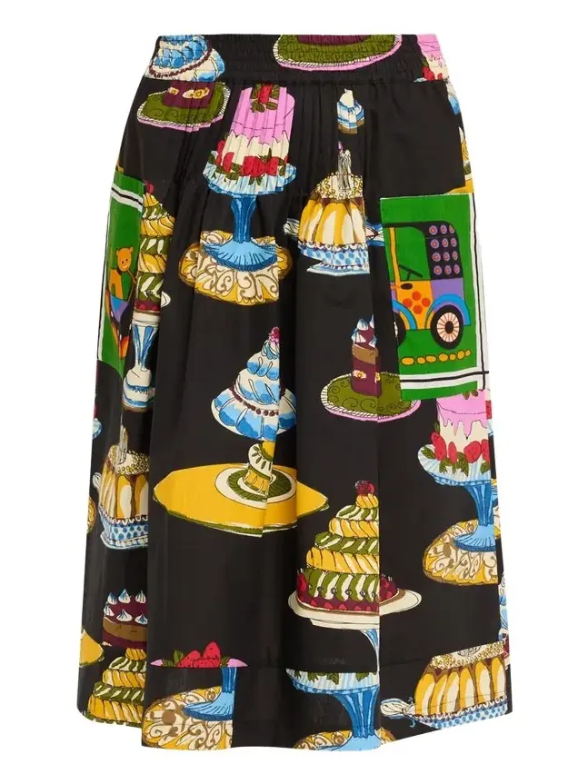 Rianna + Nina Printed Pocket Pleated Midi Pull-On Skirt