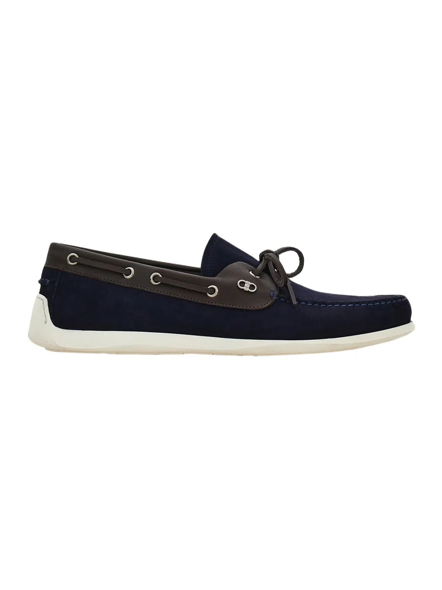 Ferragamo Men's Bahia Suede Leather-Trim Boat Shoes