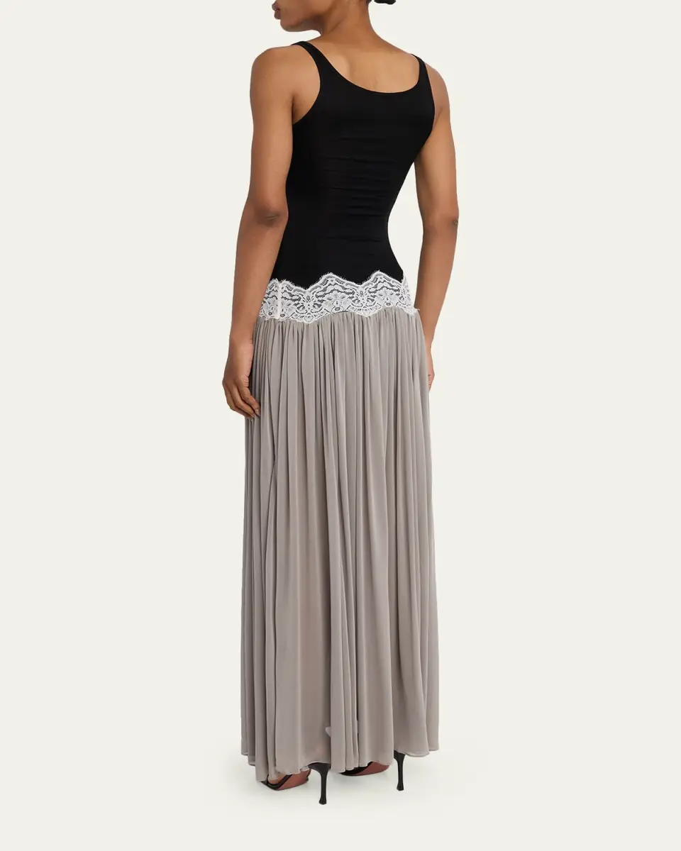 Christopher Esber Verner Open-Twist Pleated Lace-Trim Jersey Maxi Dress | Thumbnail 3 Christopher Esber Verner Open-Twist Pleated Lace-Trim Jersey Maxi Dress | Thumbnail 3