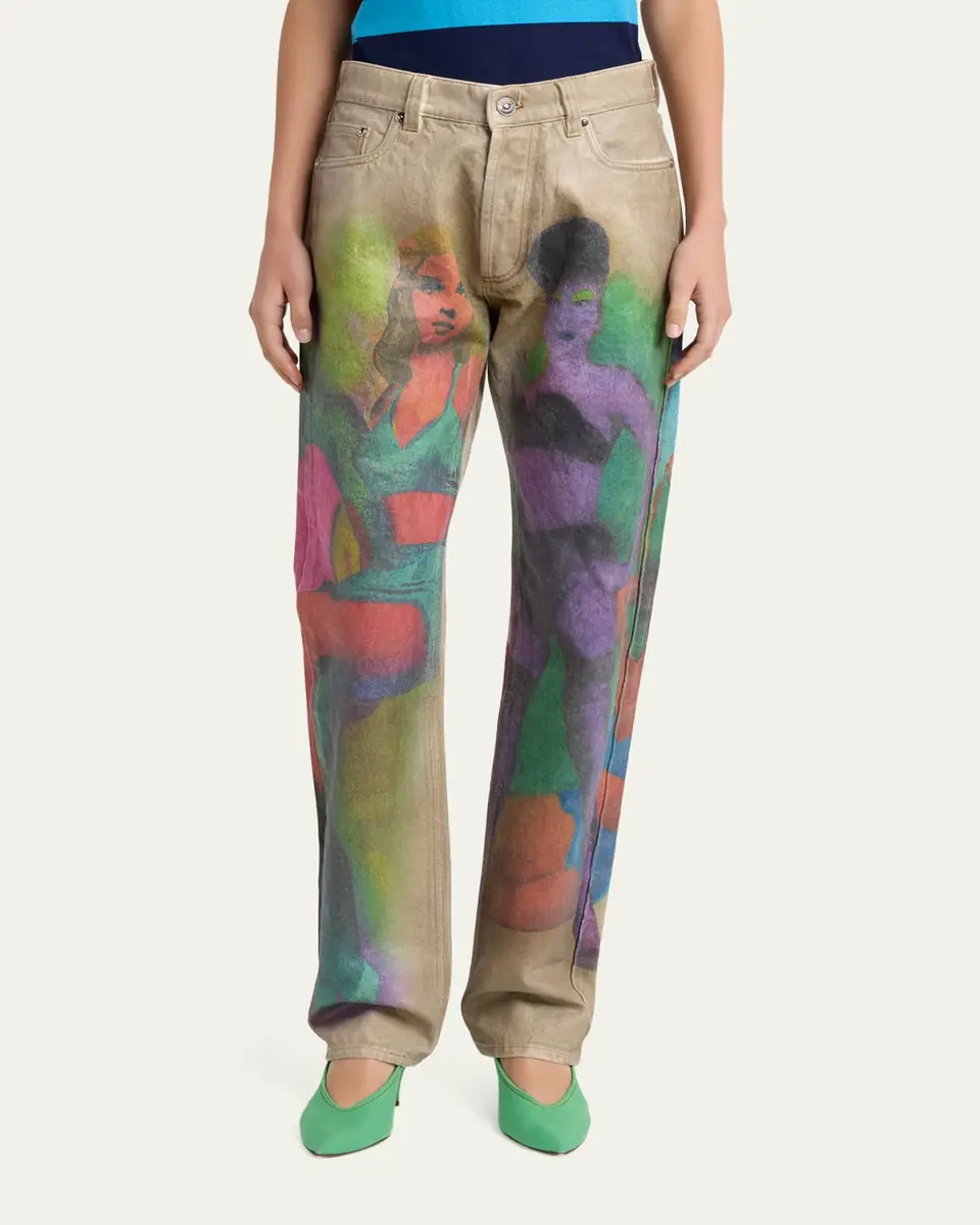 Versace Hand-Painted Straight-Leg Jeans | Thumbnail 4 Versace Hand-Painted Straight-Leg Jeans | Thumbnail 4