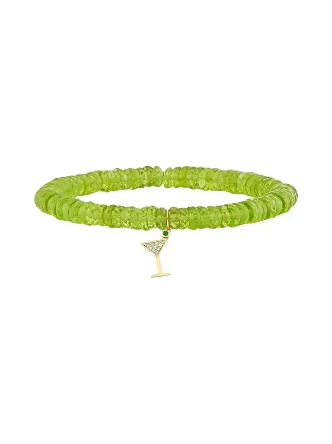 14K Diamond Martini Glass Charm on Peridot Bracelet 14K Diamond Martini Glass Charm on Peridot Bracelet
