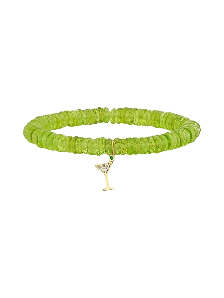 14K Diamond Martini Glass Charm on Peridot Bracelet 14K Diamond Martini Glass Charm on Peridot Bracelet