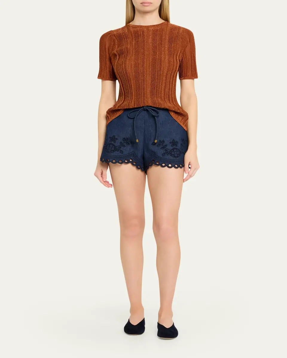 Zimmermann Mahon Broderie Denim Shorts | Thumbnail 2