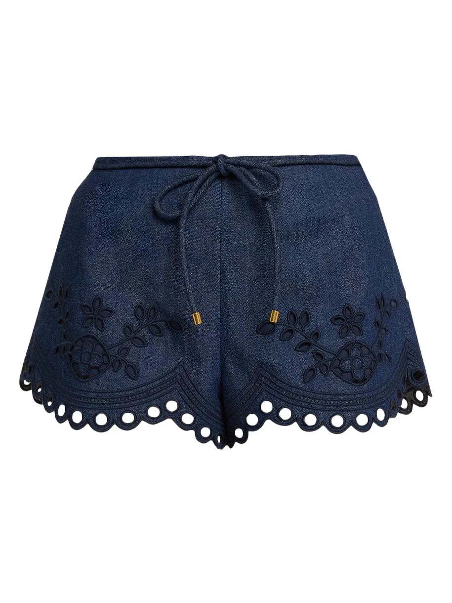 Zimmermann Mahon Broderie Denim Shorts