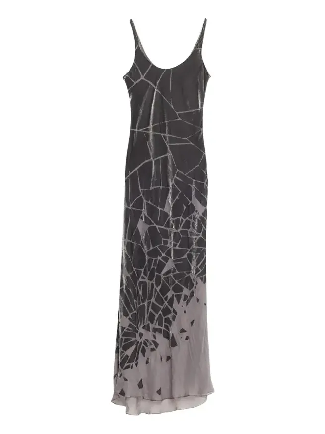 Cracked Velvet Burnout Bias-Cut Maxi Dress Cracked Velvet Burnout Bias-Cut Maxi Dress