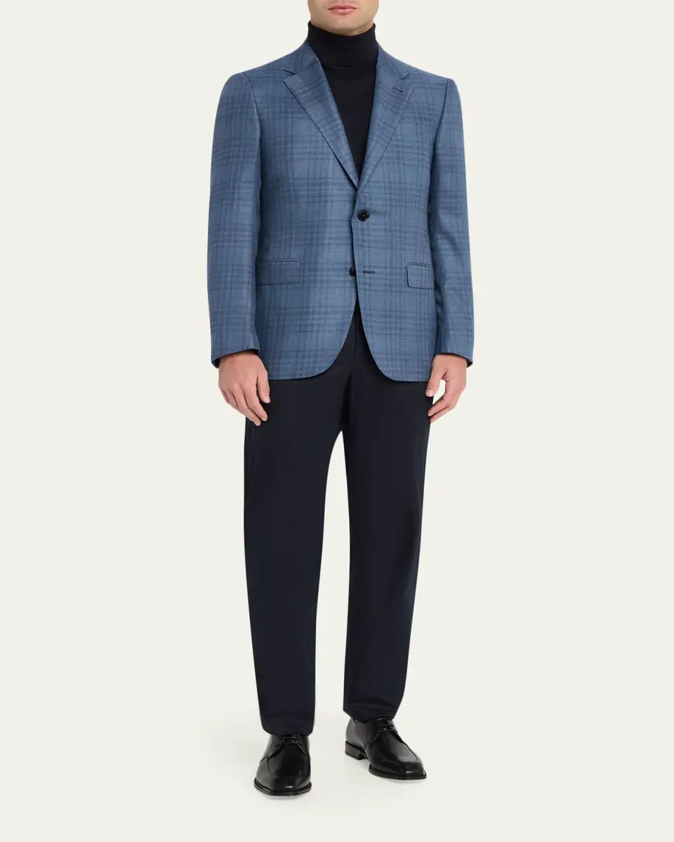 Zegna Men's Plaid Cashmere and Silk Single-Breasted Sport Coat | Thumbnail 2