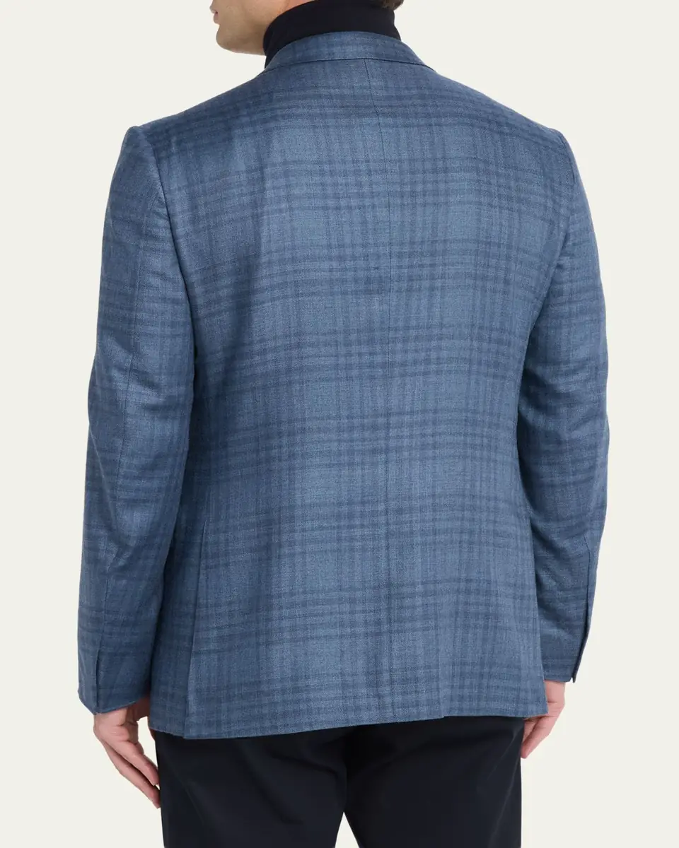 Zegna Men's Plaid Cashmere and Silk Single-Breasted Sport Coat | Thumbnail 3