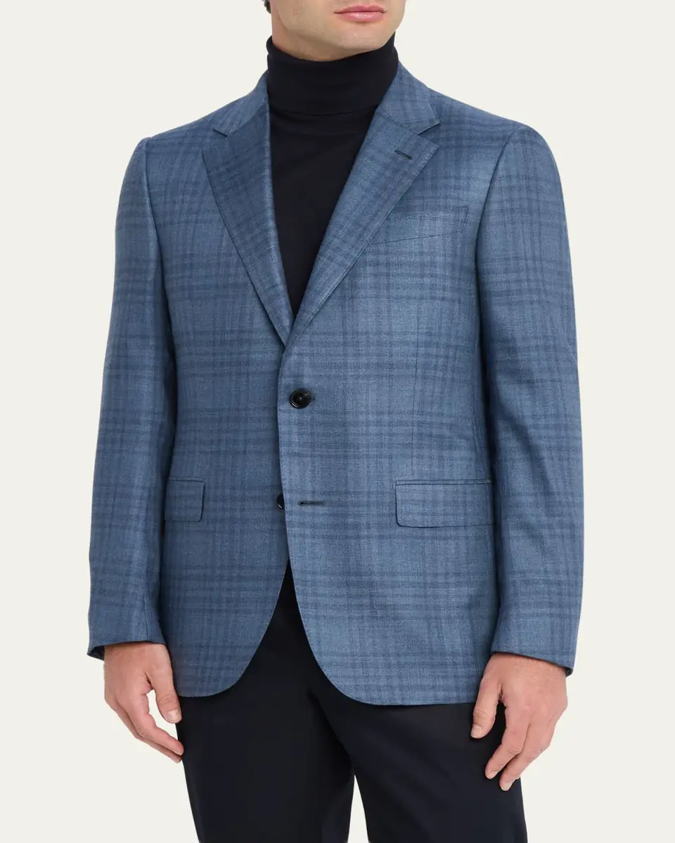 Zegna Men's Plaid Cashmere and Silk Single-Breasted Sport Coat | Thumbnail 4