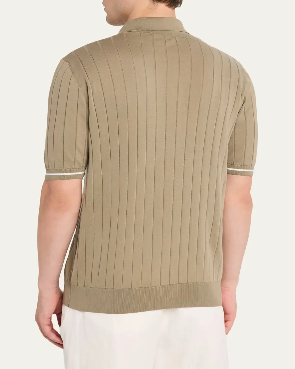 Fioroni Men's Wide Rib Short-Sleeve Button-Down Shirt | Thumbnail 3