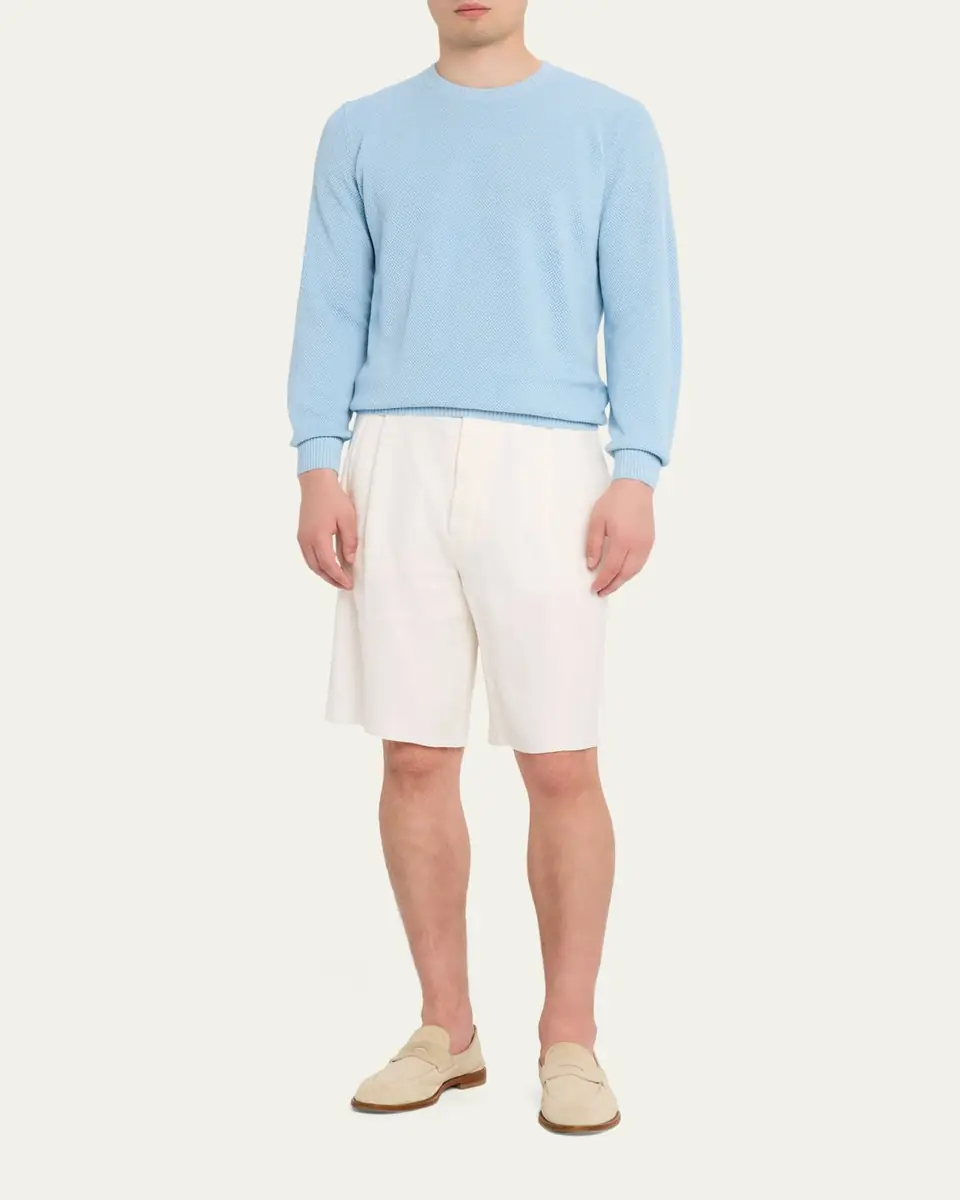 Fioroni Men's Diamond-Knit Silk/Cotton Crewneck Sweater | Thumbnail 2 Fioroni Men's Diamond-Knit Silk/Cotton Crewneck Sweater | Thumbnail 2