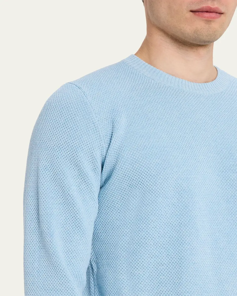 Fioroni Men's Diamond-Knit Silk/Cotton Crewneck Sweater | Thumbnail 5 Fioroni Men's Diamond-Knit Silk/Cotton Crewneck Sweater | Thumbnail 5