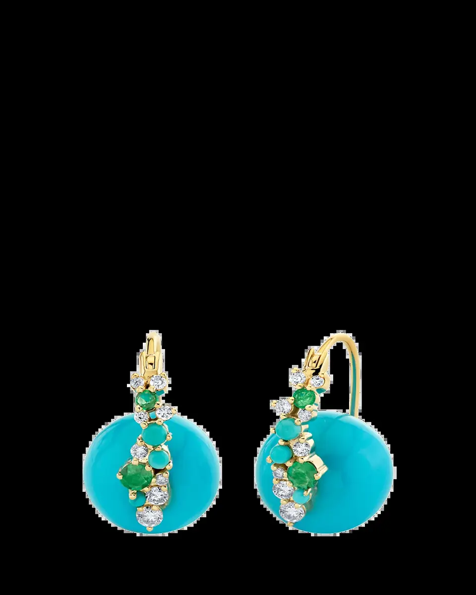 Sydney Evan 14K Diamonds and Emeralds on Turquoise Bead Earrings | Thumbnail 2