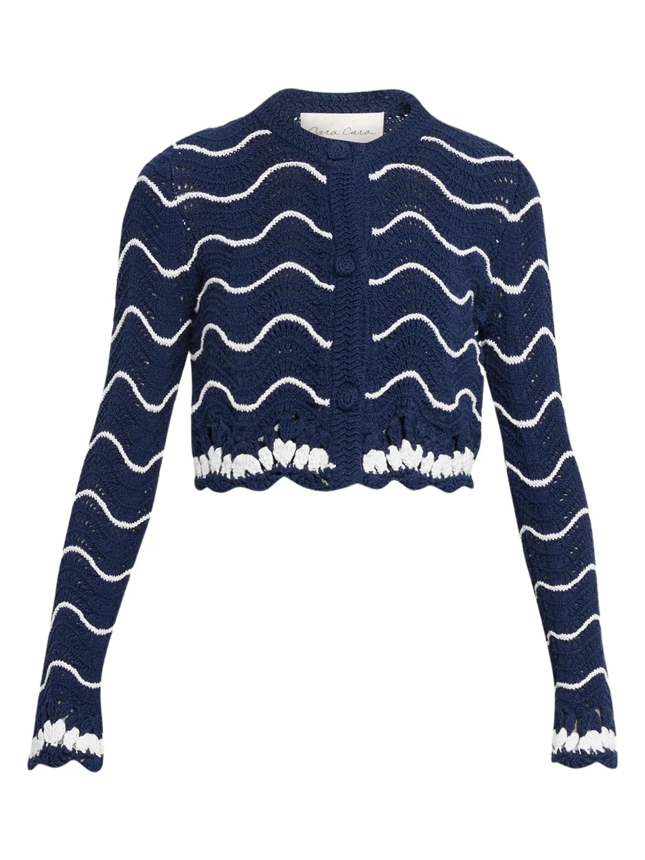 Louise Shrunken Cotton Crochet Cardigan Louise Shrunken Cotton Crochet Cardigan