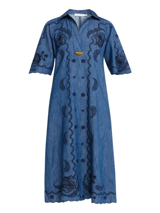 Aster Embroidered Midi Dress