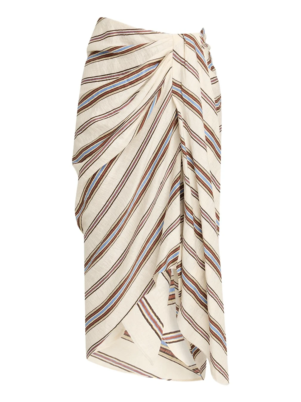 Rhodes Draped Linen Midi Skirt