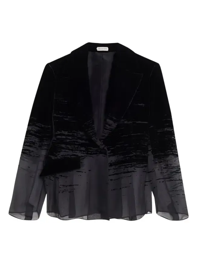 Glitch Devore Velvet Chiffon Tailored Jacket Glitch Devore Velvet Chiffon Tailored Jacket