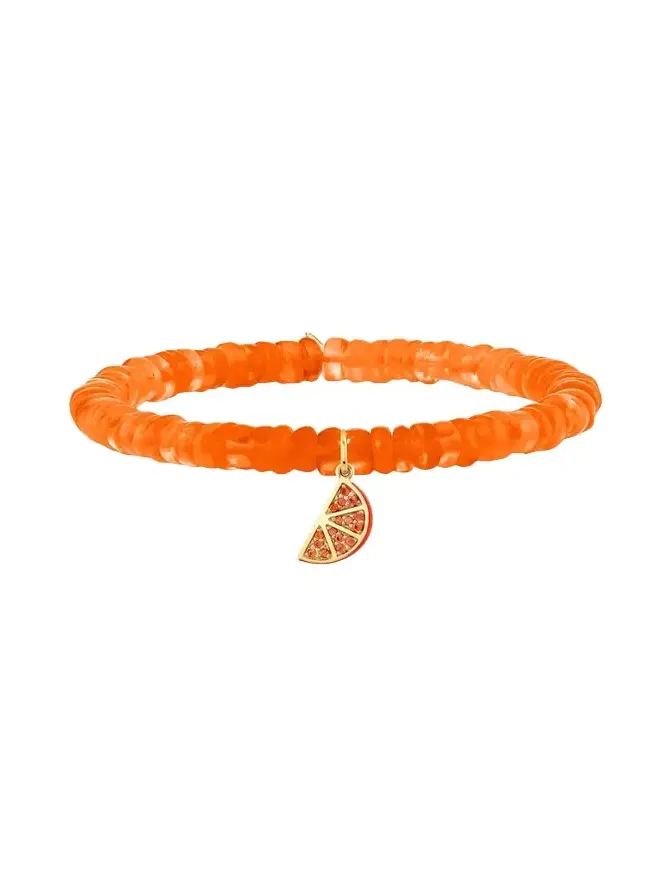 14K Orange Slice Charm on Ethiopian Opal Stretch Bracelet 14K Orange Slice Charm on Ethiopian Opal Stretch Bracelet