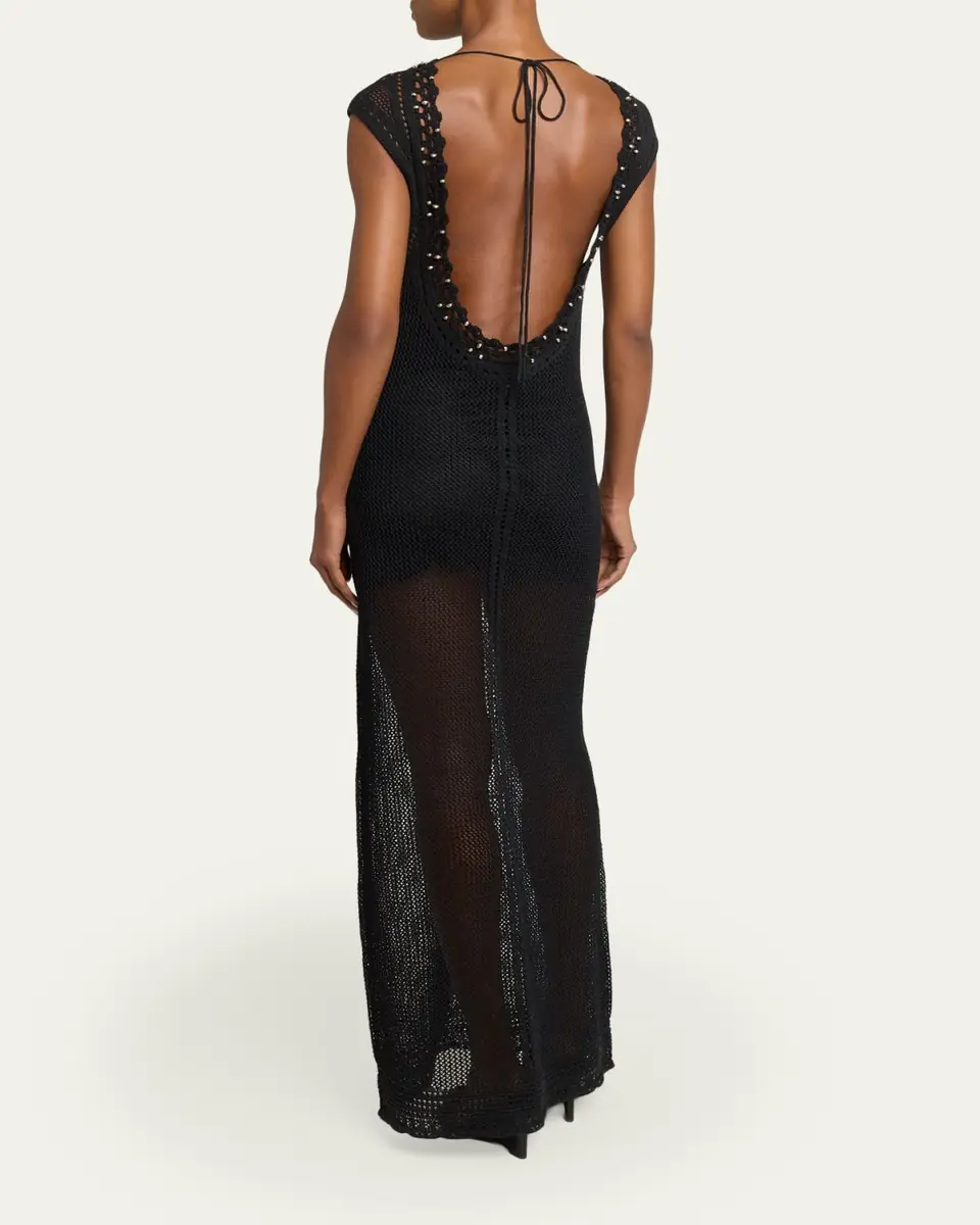 Isabel Marant Metaya Crochet Knit Backless Maxi Dress | Thumbnail 3 Isabel Marant Metaya Crochet Knit Backless Maxi Dress | Thumbnail 3