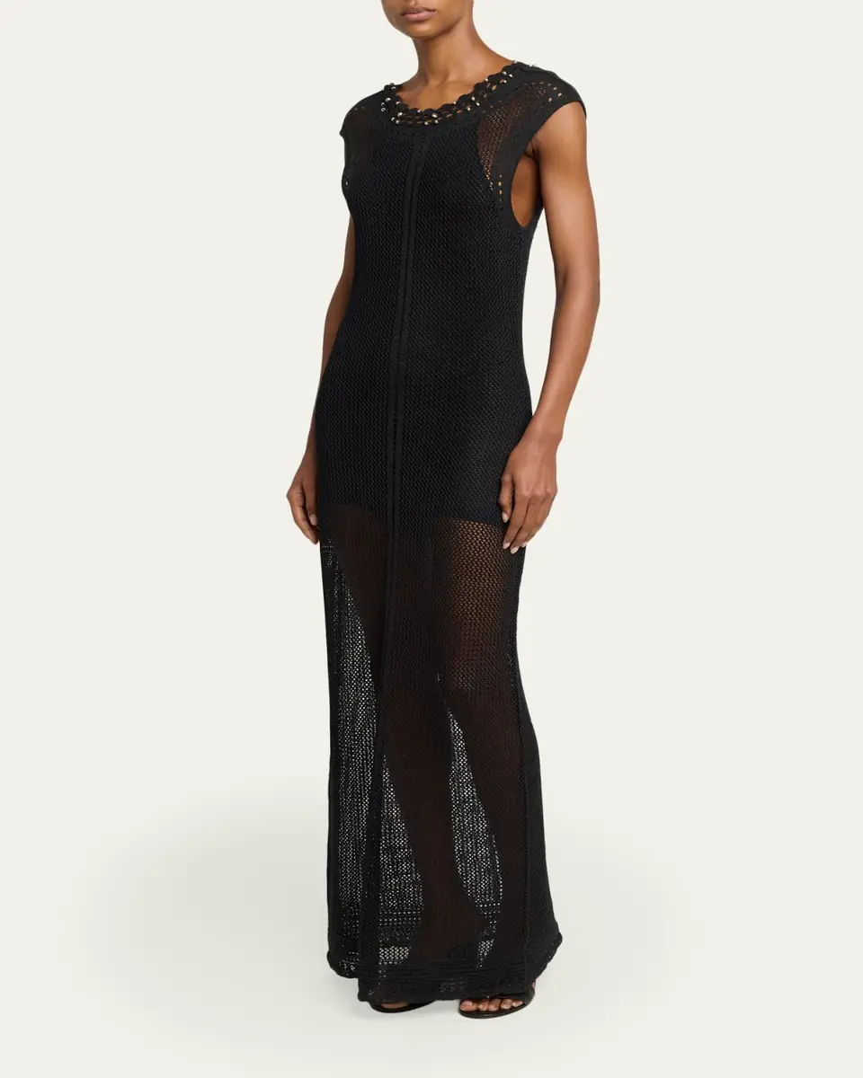 Isabel Marant Metaya Crochet Knit Backless Maxi Dress | Thumbnail 4 Isabel Marant Metaya Crochet Knit Backless Maxi Dress | Thumbnail 4