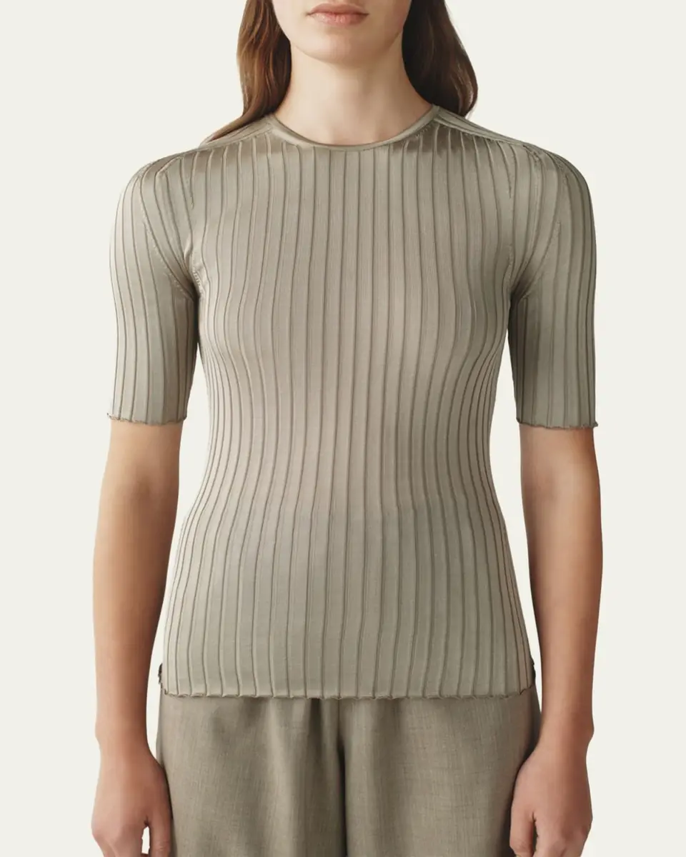 Attersee Ribbed Silk T-Shirt | Thumbnail 3 Attersee Ribbed Silk T-Shirt | Thumbnail 3