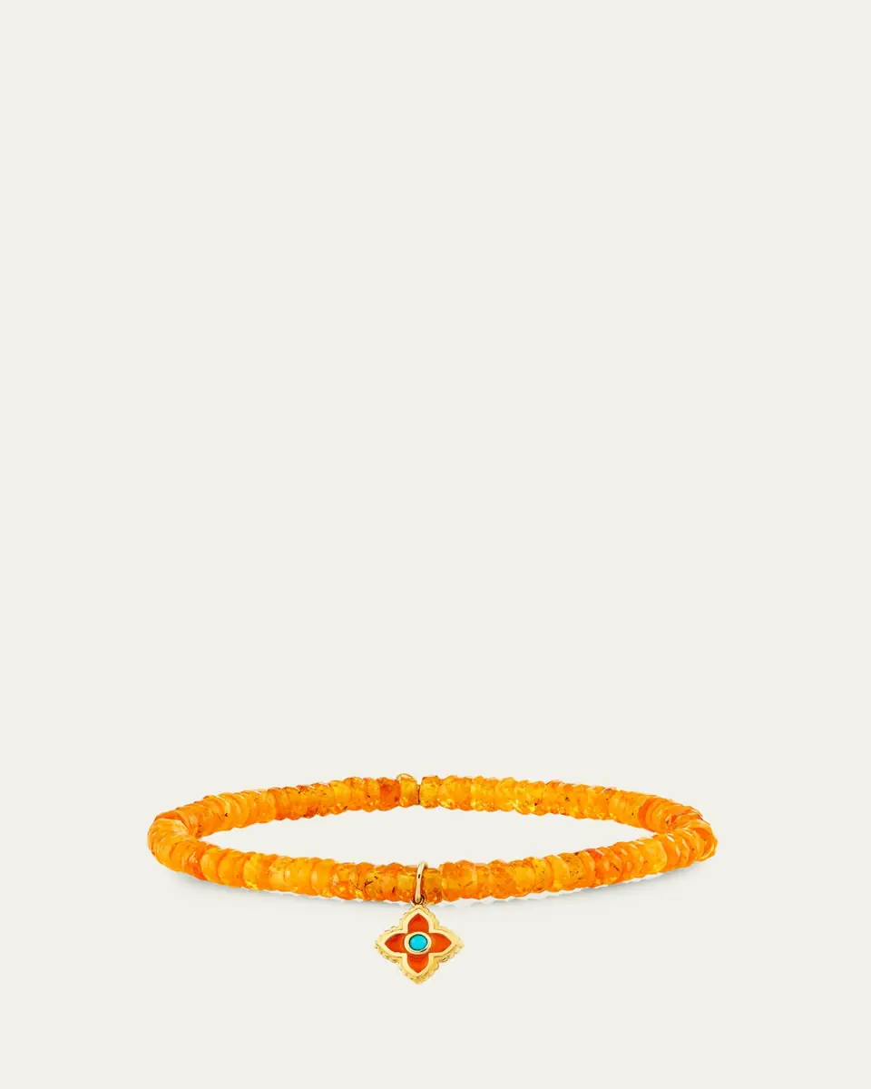 Sydney Evan 14K Orange Moroccan Flower on Spessartite Stretch Bracelet | Thumbnail 2 Sydney Evan 14K Orange Moroccan Flower on Spessartite Stretch Bracelet | Thumbnail 2
