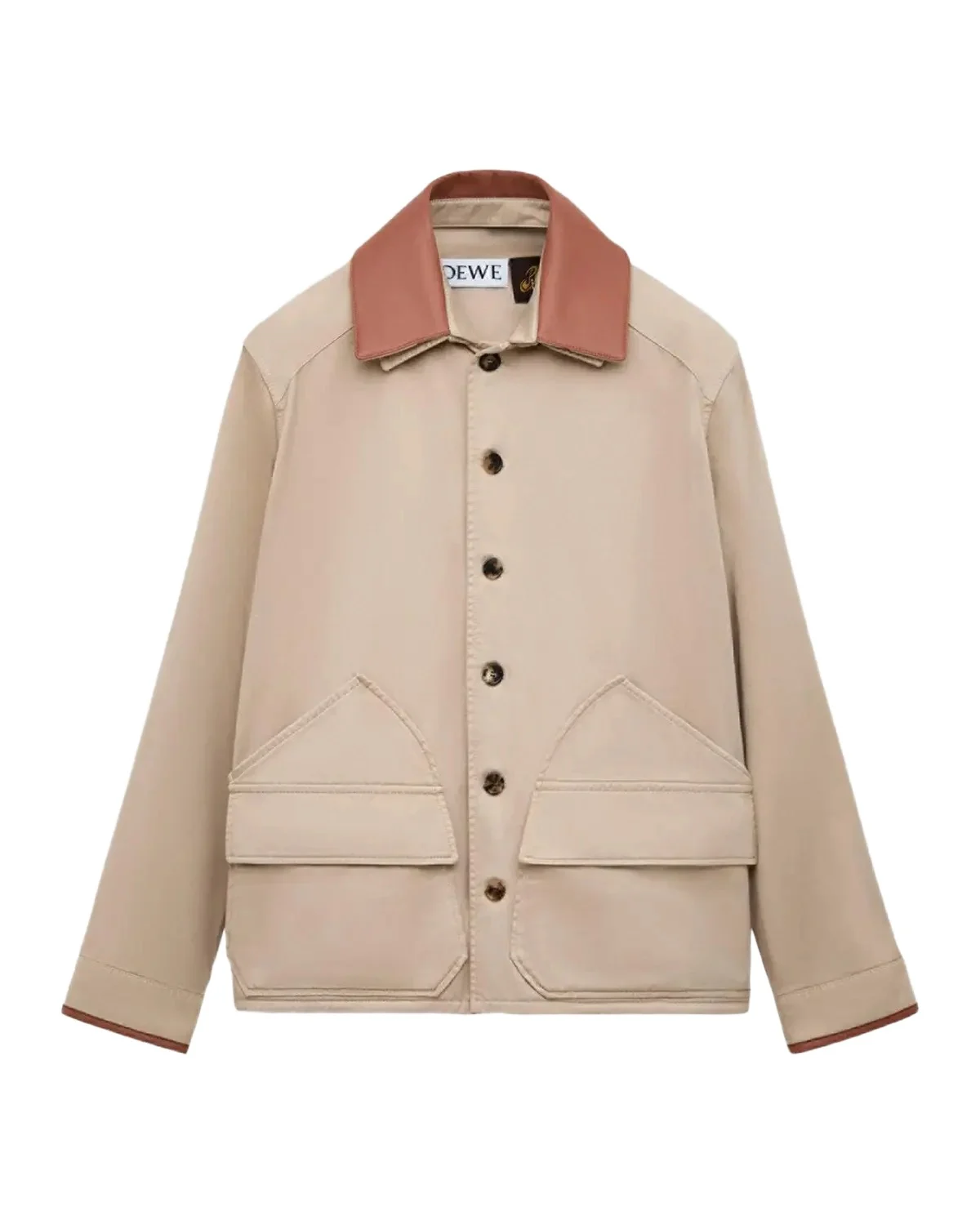 Loewe x Paula's Ibiza Men's Washed Cotton Leather-Collar Shirt Jacket