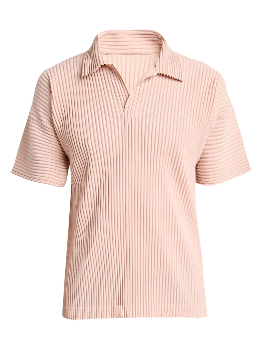 Men's Pleated Johnny-Collar Polo Shirt Men's Pleated Johnny-Collar Polo Shirt