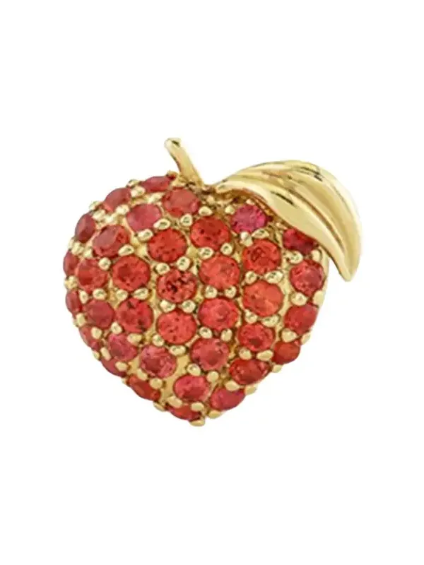 14K Orange Sapphire Peach Stud Earring, Single (Left) 14K Orange Sapphire Peach Stud Earring, Single (Left)