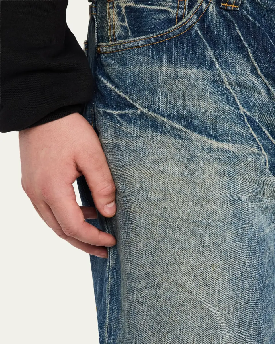 Master Craft Union Men's Vintage-Effect Denim Straight-Leg Jeans | Thumbnail 5 Master Craft Union Men's Vintage-Effect Denim Straight-Leg Jeans | Thumbnail 5