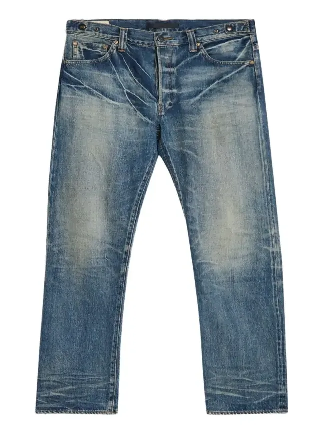 Master Craft Union Men's Vintage-Effect Denim Straight-Leg Jeans
