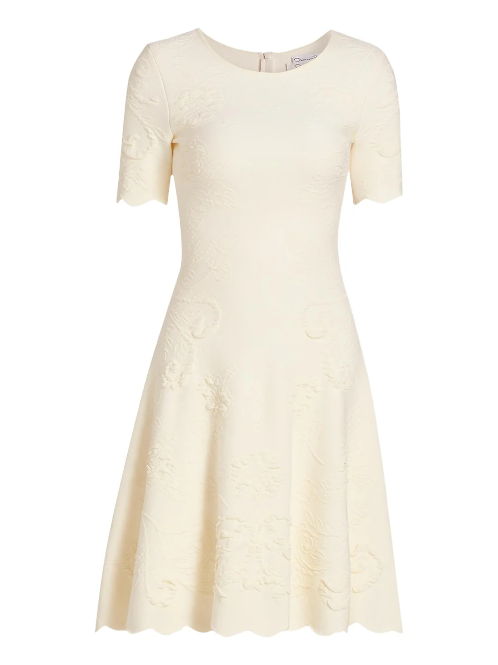 Floral Jacquard Knit Short-Sleeve Mini Dress Floral Jacquard Knit Short-Sleeve Mini Dress