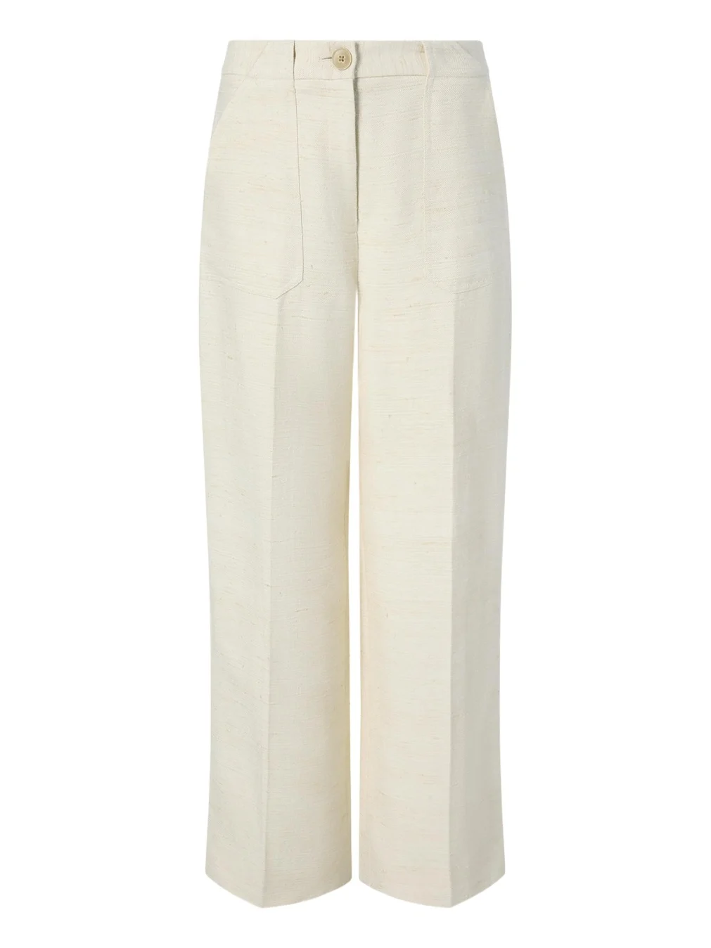 Silk-Linen Wide-Leg Utility Trousers
