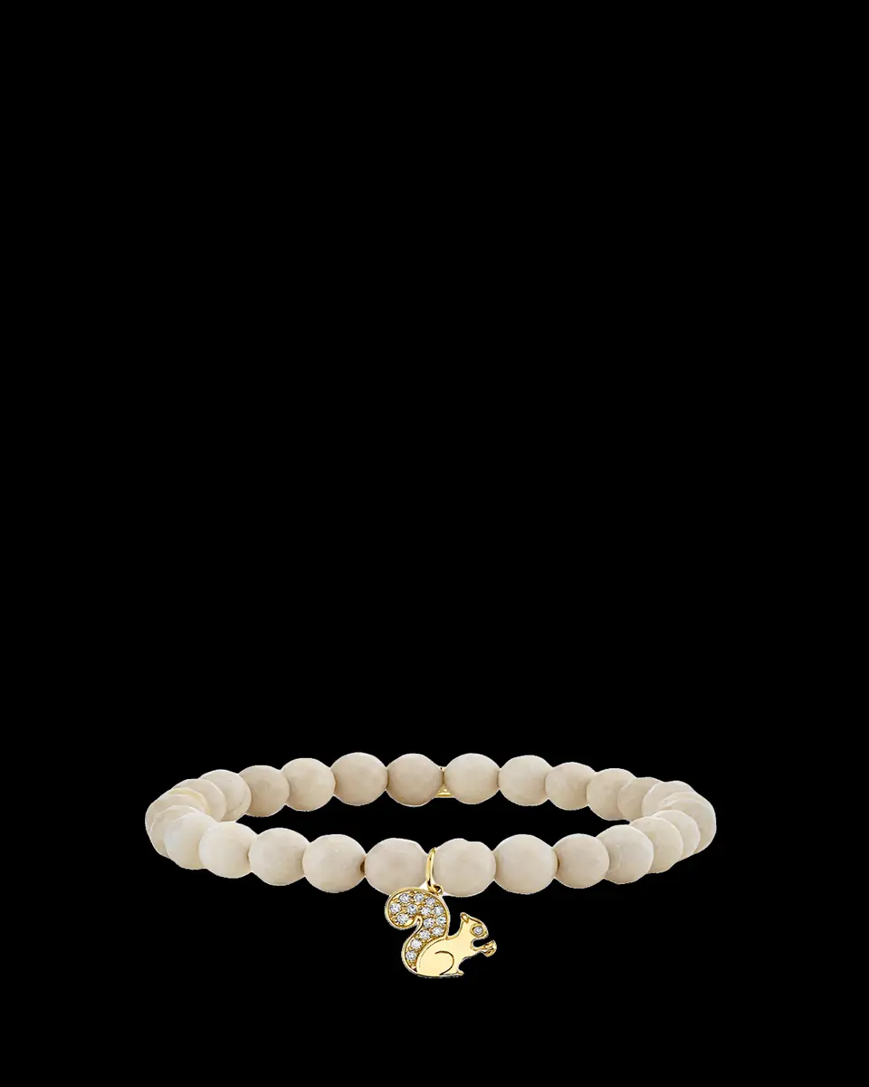 Sydney Evan 14K Diamond Squirrel on Jasper Beaded Stretch Bracelet | Thumbnail 2 Sydney Evan 14K Diamond Squirrel on Jasper Beaded Stretch Bracelet | Thumbnail 2