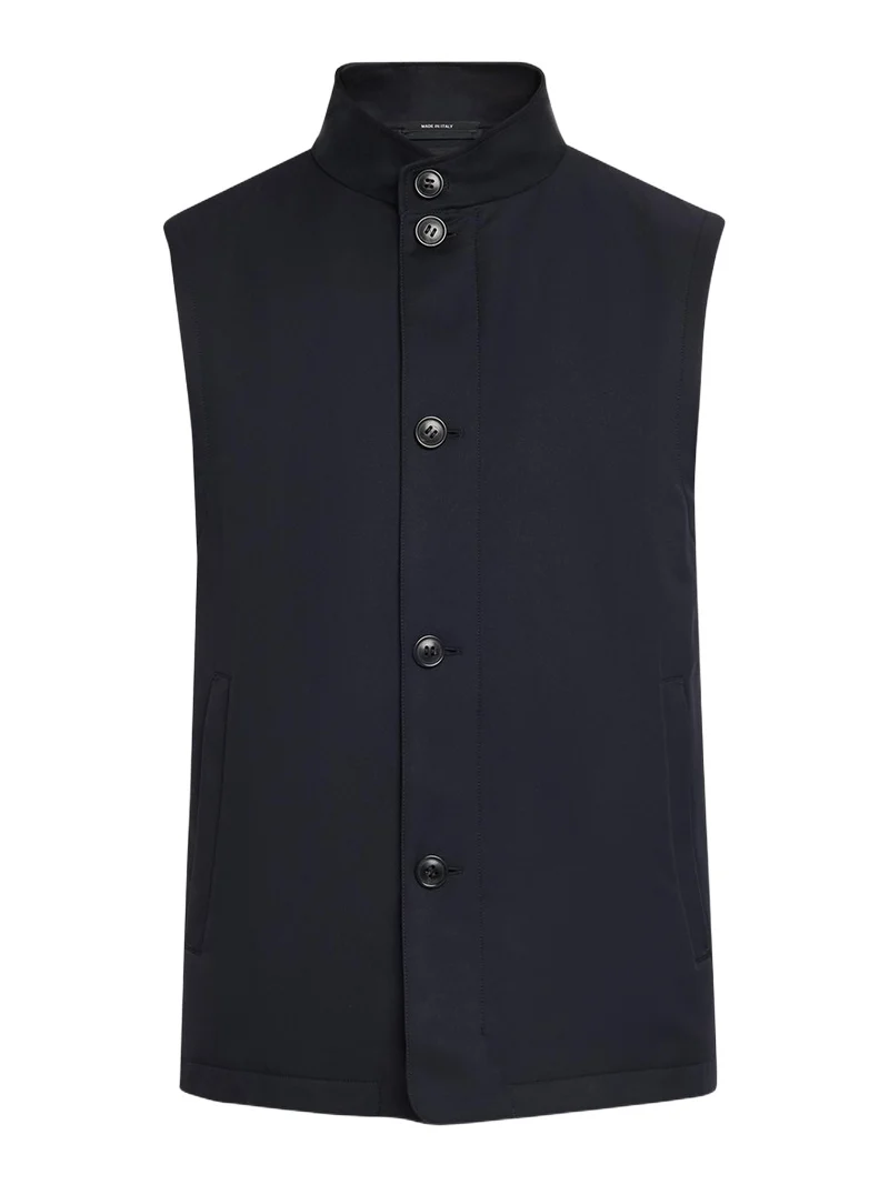Zegna Men's Motorin Stand Collar Button-Front Vest